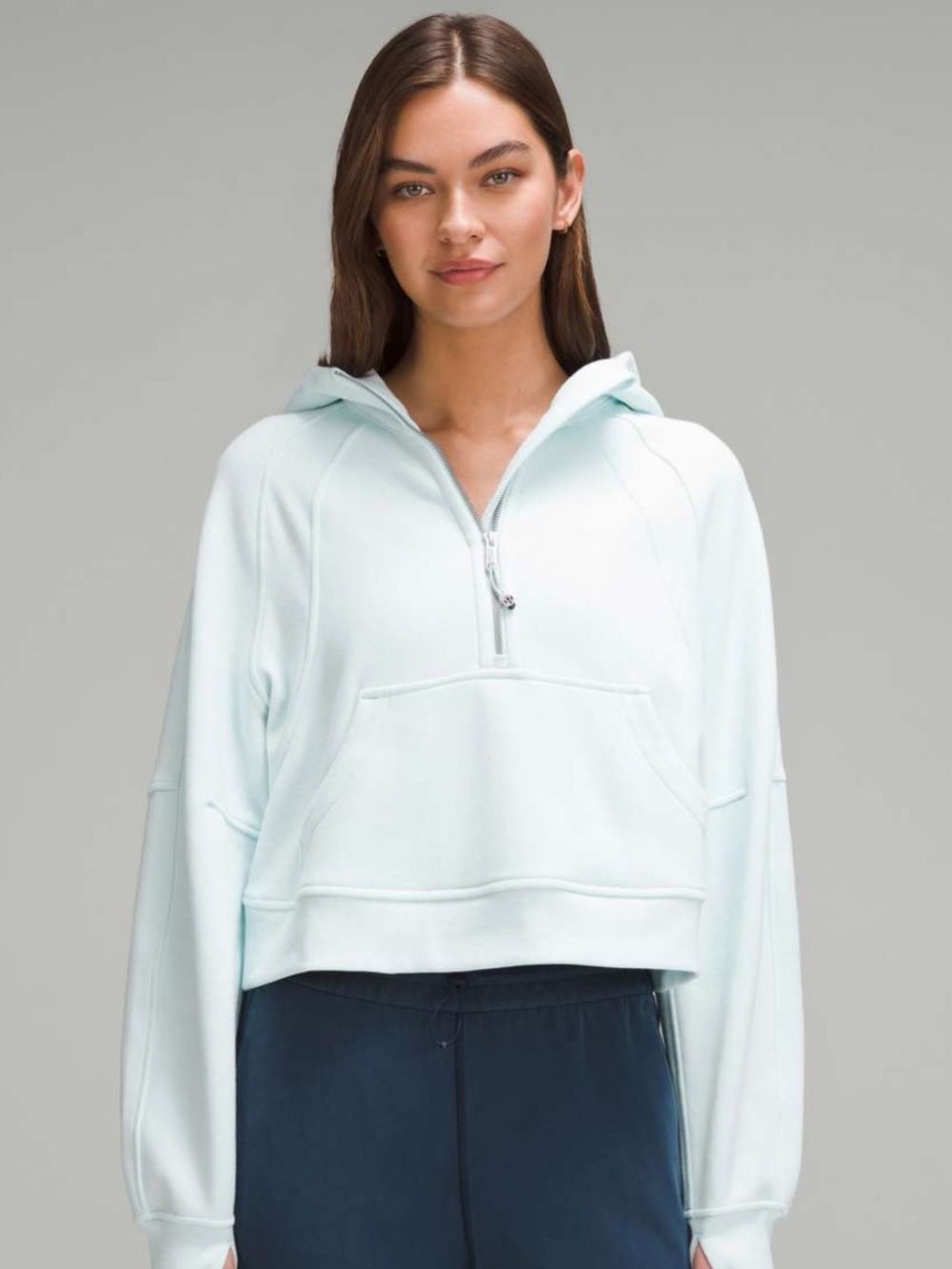 Light Blue Half-Zip scuba hoodie